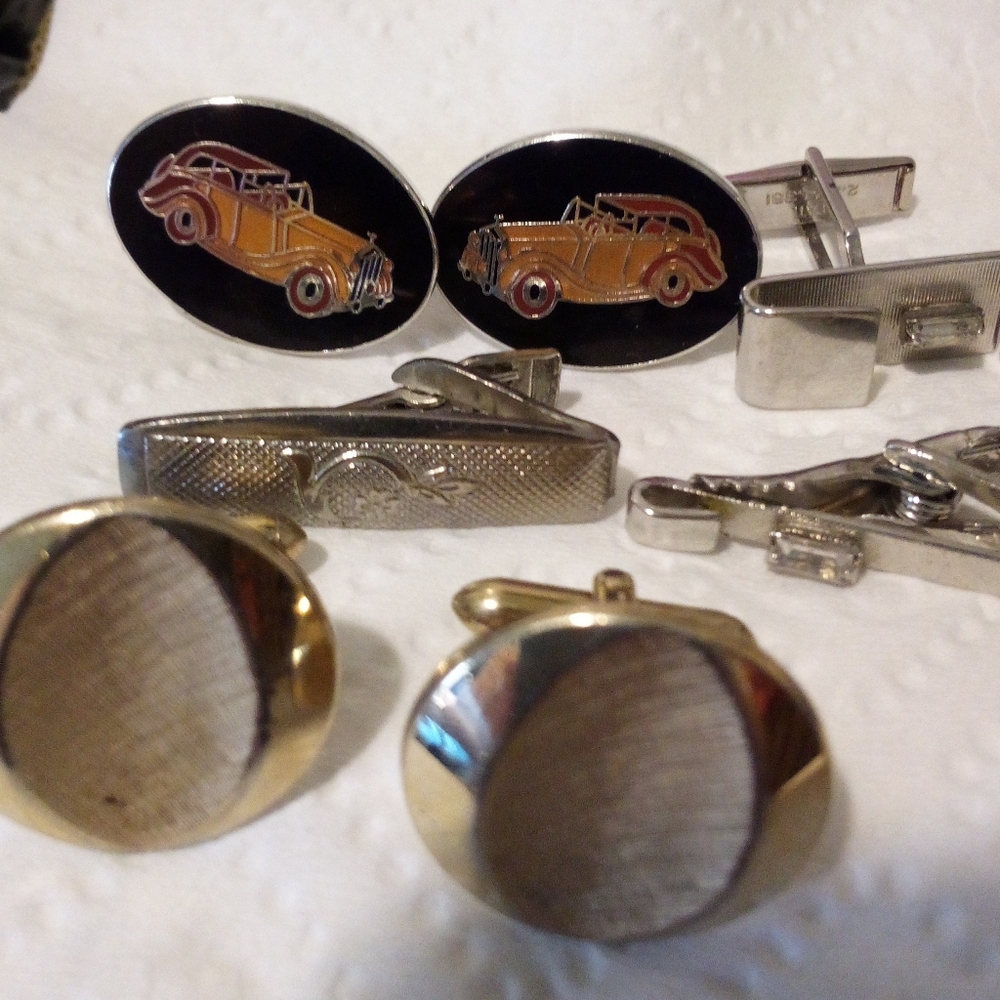 Lot Of Vintage Men's Tie Tacks Cufflinks Swank Avon